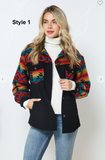 Style -1 Black Corduory with Red Aztec Button Up