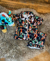 Black Retro Western Pajamas